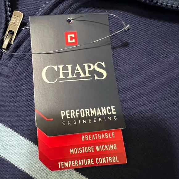 Chaps Men's Blue and Gray Zip-Up Sweater - Picture 6 of 15